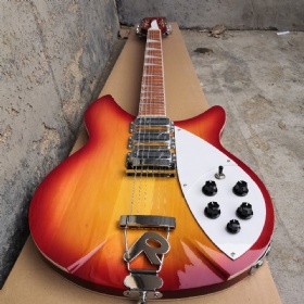 Custom Rick Model 330 Electric Guitar Cherry Sunburst 21 Frets Semi Hollow Body 2 Toaster Rickenback Pickups