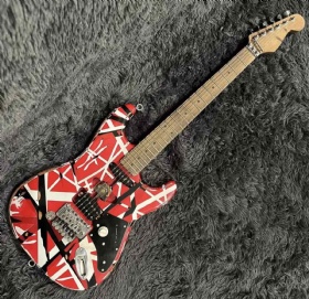 Edward Eddie Van Halen Heavy Relic Red Franken 5150 Electric Guitar Black White Stripes Floyd Rose Tremolo Bridge Slanted Pickup Electric Guitar