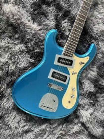 Blue Guitar Mosrite Venture Metallic Blue Electric Guitar Bigs Tremolo