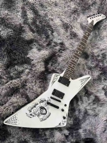 Custom ESP type spider web Explorer style electric guitar in white