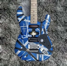 Custom Edward Eddie Van Halen Heavy Relic blue Electric Guitar Black White Stripes Floyd Rose Tremolo Bridge