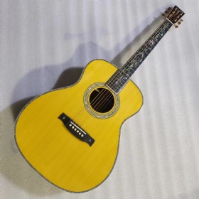 Custom 1pcs Neck Ebony Fingerboard Solid Santos Wood Back Side Life Tree Inlay OM Body Acoustic Guitar with 44.5mm Nut