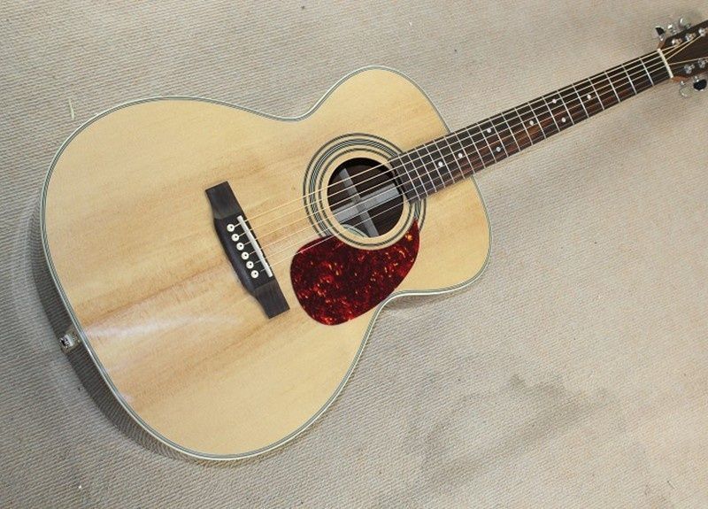 Custom 41'' Natural Wood Color Acoustic Guitar with Red Pearl Pickguard