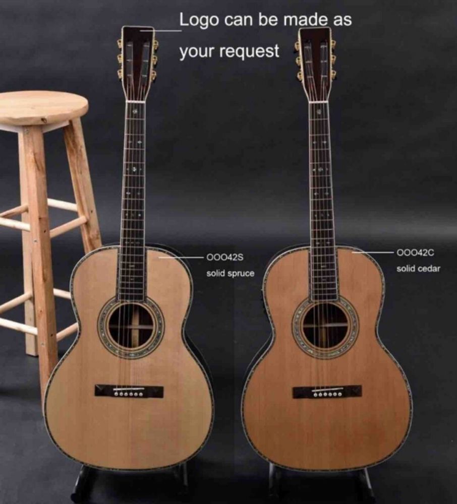 OOO42 Body Shape, Acoustic Guitar, Solid Spruce Top, Real Abalone Binding and Ebony Fingerboard
