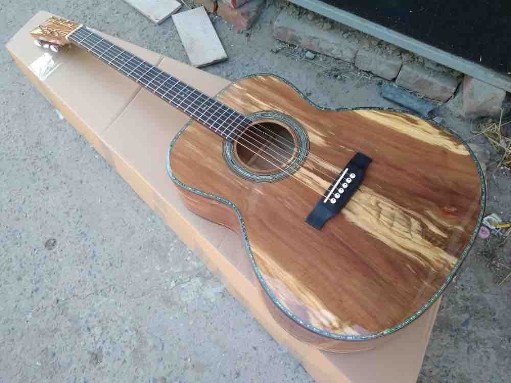 AAAA All Solid Apple Wood OM Body Acoustic Guitar