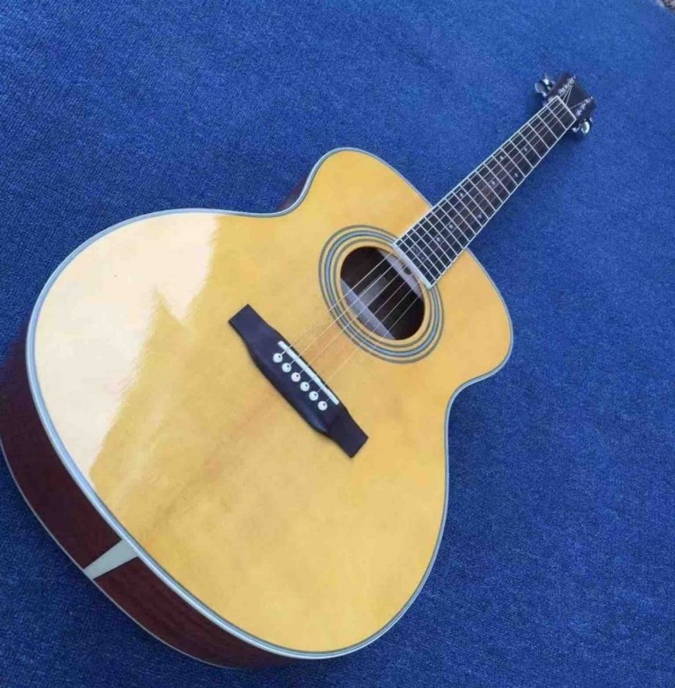 Rosewood Back Sides Custom 40'' OM28S Solid Wood Body Acoustic Guitar