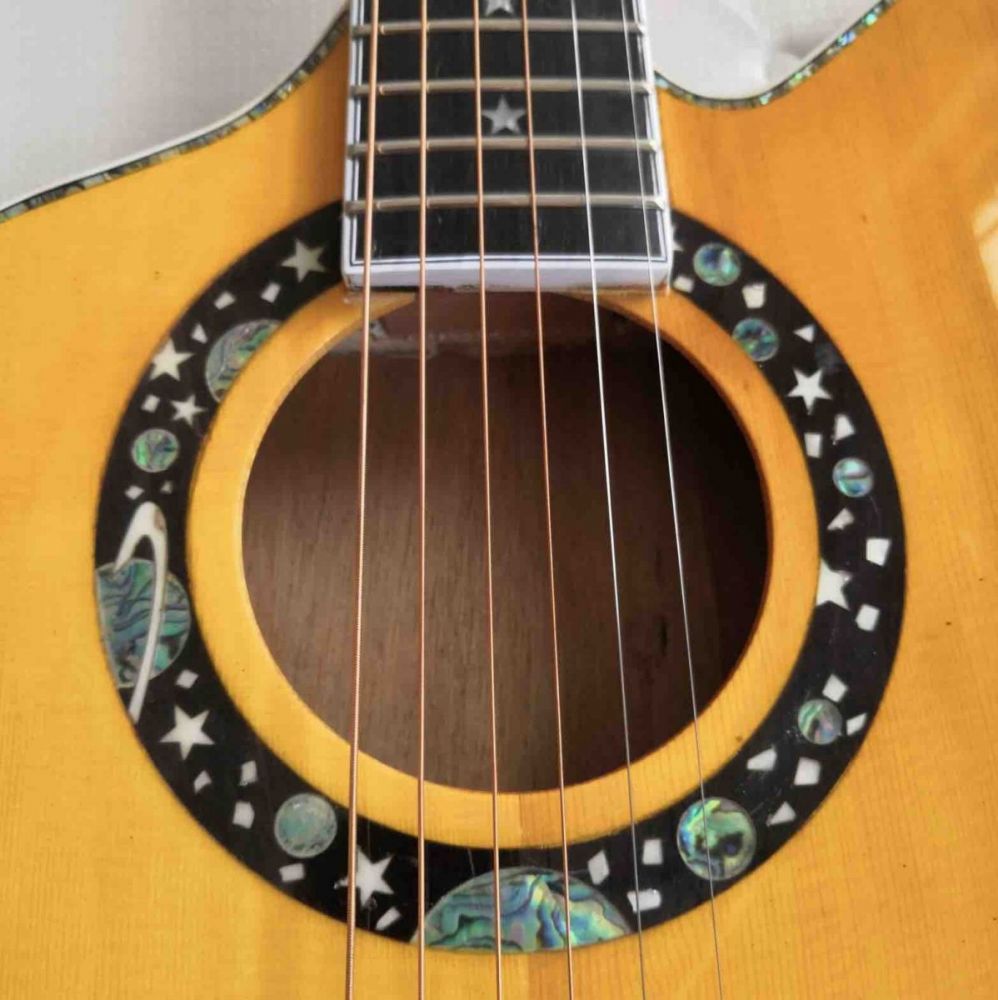 20 frets pearl inlay and binding acoustic guitar colorized shell edge