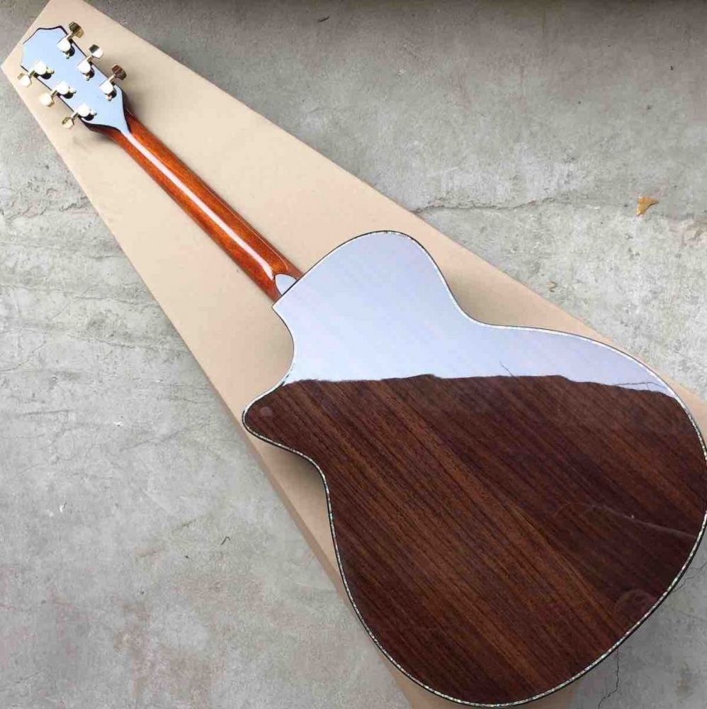 Custom 41"Acoustic Guitar Arm Rest Abalone Ebony Fingerboard Matte