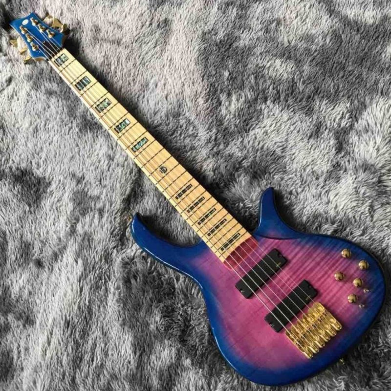 Custom Alder Body Maple Rosewood Active Pickup Electric Bass Guitar in Purple