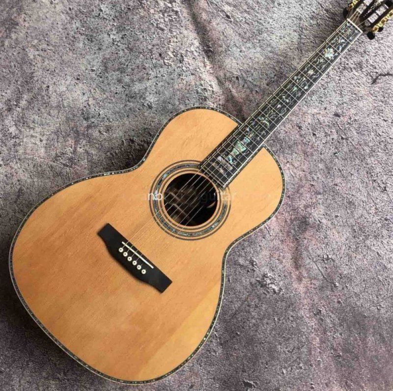 Custom 2021 Solid Cedar Top 00045M Acoustic Guitar Maple Binding Real Abalone Customized Logo Sandalwood Back and Sides