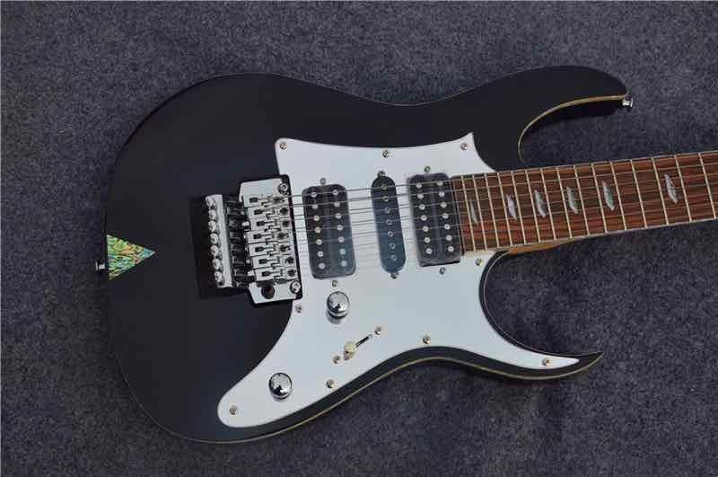 Custom 7 Strings Electric Guitar in Black Accept Logo Shape Headstock Customization