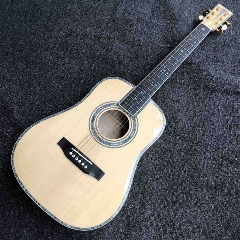 Custom 36 Inch AAAAA All Solid Wood Spruce Maple Binding Back Side Acoustic Guitar