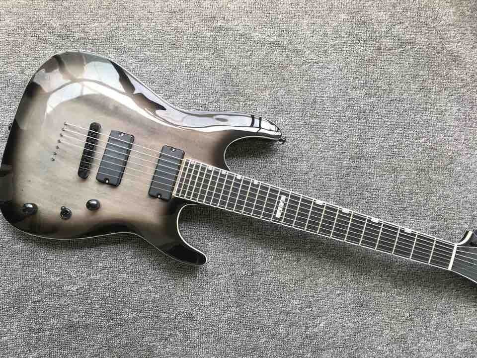 Custom 7 Strings Electric Guitar in Transportblack Color