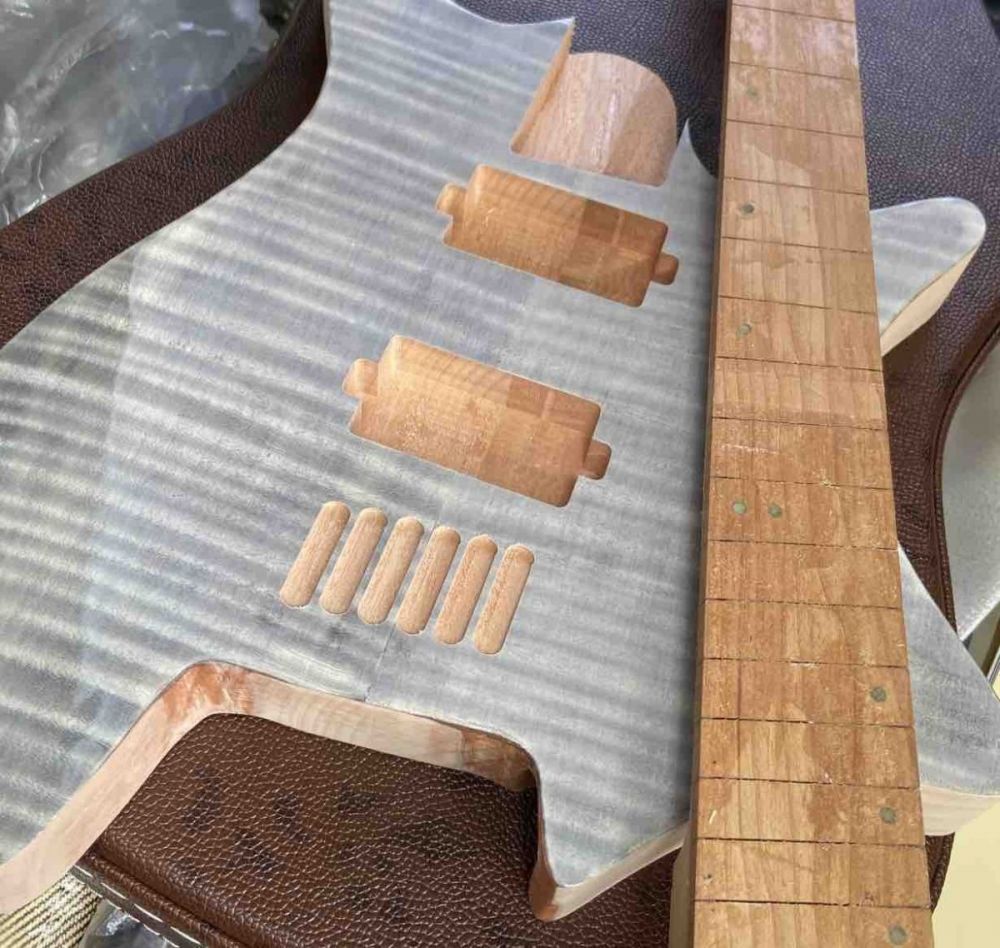 Custom 6 Strings Headless Electric Guitar only Neck Pickup no Hole