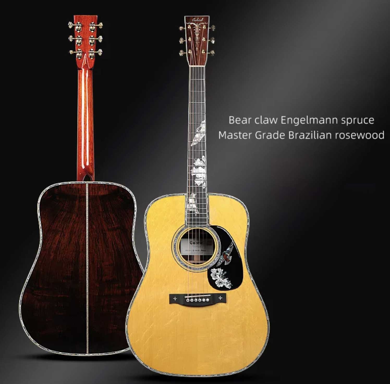 2022 Custom New Design Deluxe Handmade 41 Inch Solid Brazilian Rosewood Full Solid Acoustic Guitar Factory OEM Electric Acoustic Guitar