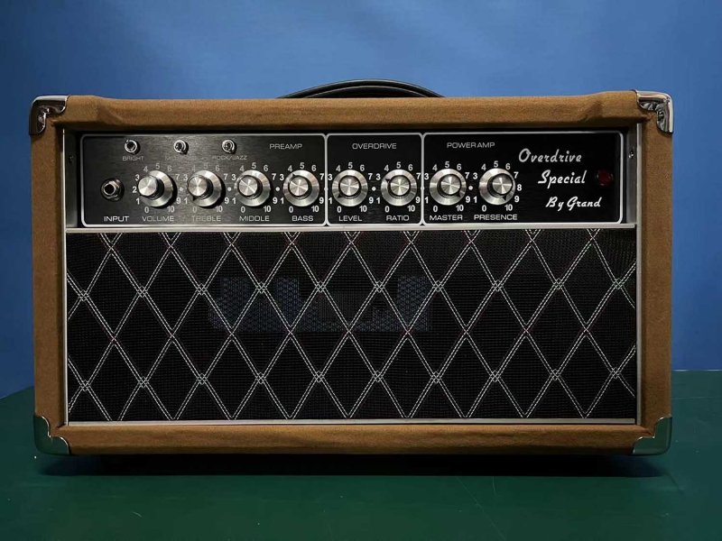 Custom Dumble ODS 20W Clone Grand Amplifier Head with Brown Tolex Vox Grill Cloth JJ Tubes