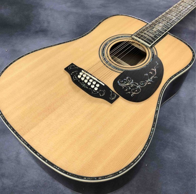 Custom D45 Solid Spruce Top 12 Strings Ebony Fingerboard Real Abalone