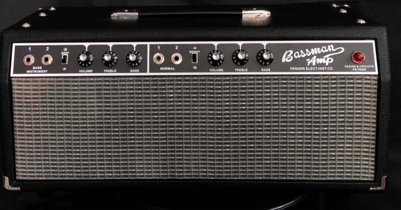 Custom Grand 64' Bassman Black Panel Black Tolex Pre-CBS Tube Amp Head 45W AA864 Circuit