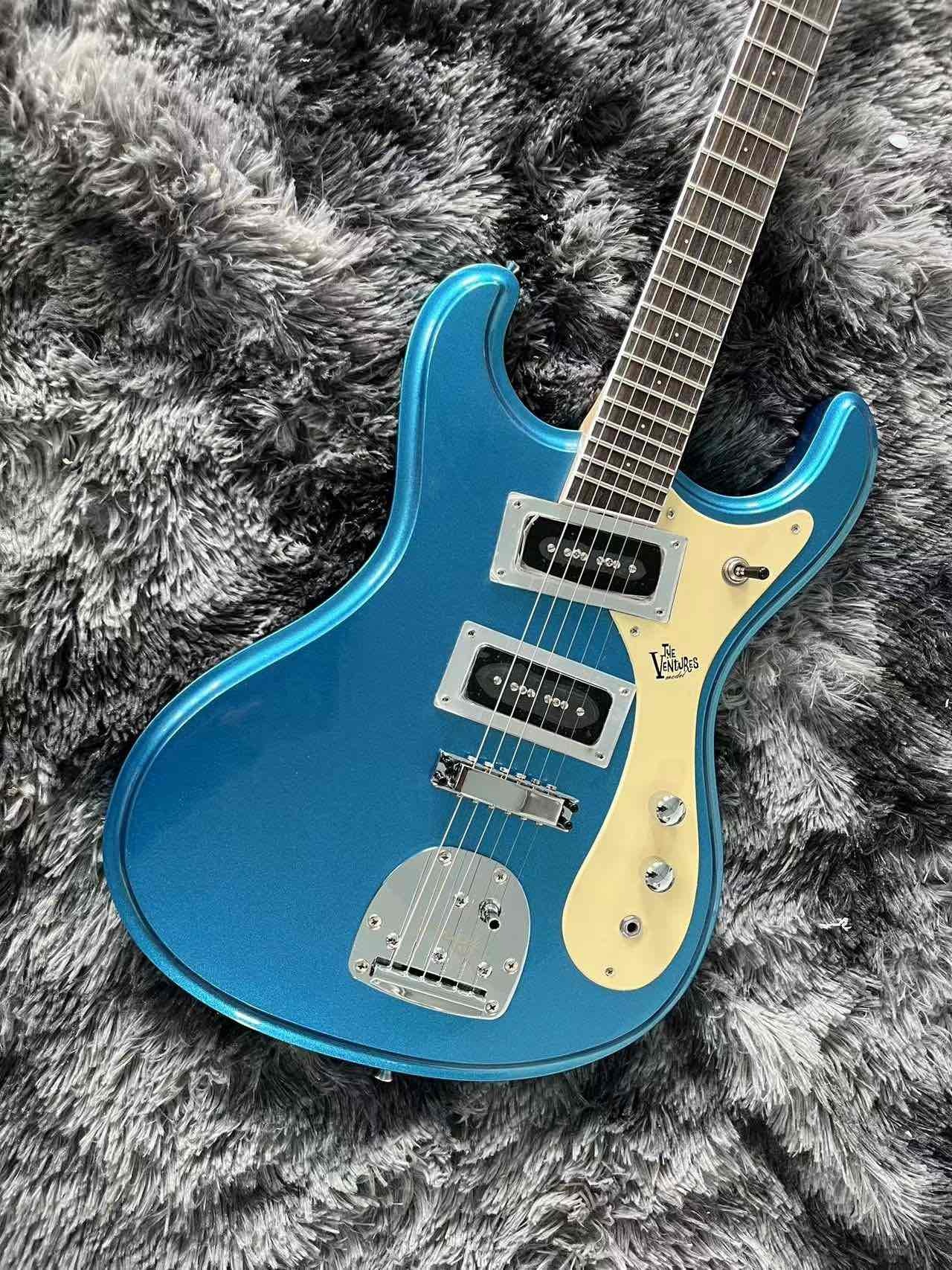 Custom Metallic Blue Color Johnny Ramone Mosrite Venture Electric Guitar