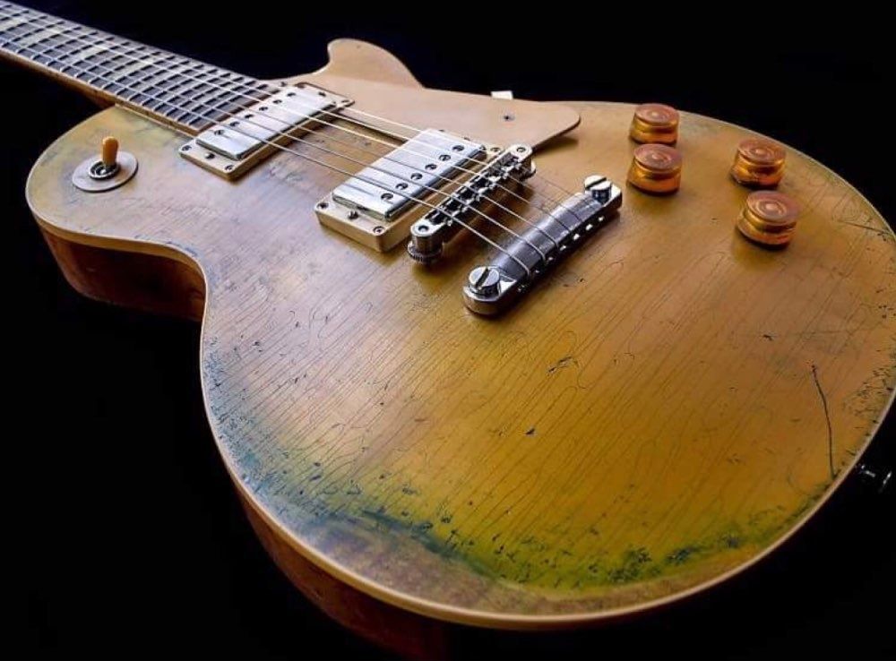 Custom Grand LP Vintage Aged Relic Electric Guitar with Nitro Finish Gold Top 1 PC Body and Neck