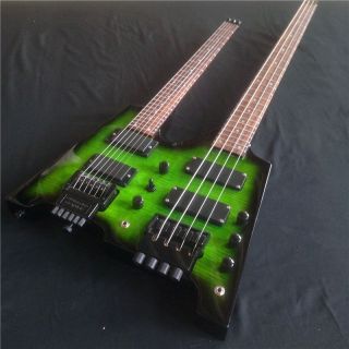 Double necks Headless Electric guitar with Flamed Maple Top