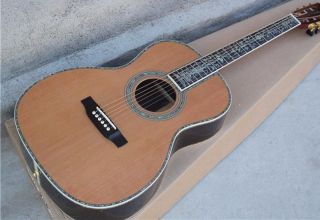 Solid Top 41'' Red Pine Body Acoustic Guitar with Flower Fingerboard Inlay Colorful Pearl Inlay