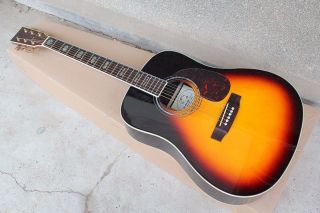 Custom Tobacco Sunburst 40S Acoustic Guitar with Solid Top Golden Tuners White Binding