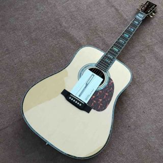 Custom 41'' 20 Frets D45 Acoustic Guitar with Solid Top Golden Tuners Colorful Pearl Binding Rosewood Back