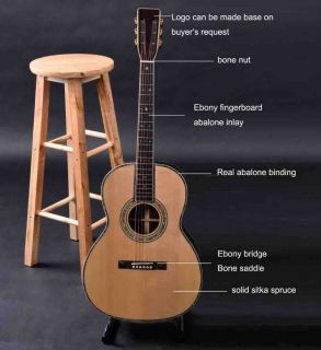 OOO42 Body Shape, Acoustic Guitar, Solid Spruce Top, Real Abalone Binding and Ebony Fingerboard