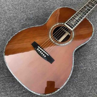Solid Cedar Top 00045 Coffee Color Top 100% All Real Abalone aAcoustic Electric Guitar