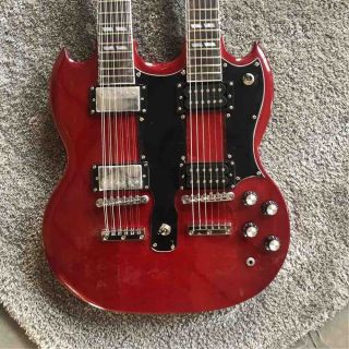 Custom High Quality 12 Strings 6 Strings Double Head SG Electric Guitar in Wine Red