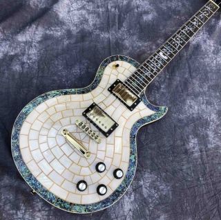 Abalone Veneer top Electric Guitar Flower Inlays Gold Hardware