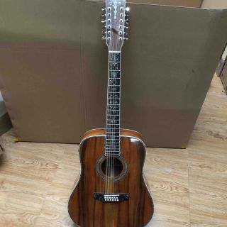 12 Strings D45s Deluxe Solid Koa Wood Abalone Inlay Acoustic Guitar