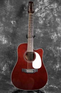 Grand 12 Strings 41'' Electric Acoustic Guitar Solid Spruce With Fishman 101 EQ Chrome Hardware Wine Red Color