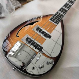 4 Strings Bass Half Hollow Body with Tiger Stripe Electric Guitar Bass