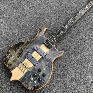 Neck through Body Ebony Fingerboard Active Pickups Burst Maple Top 4 Strings Bass Guitar