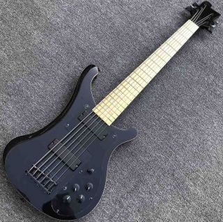 Custom Maple Fingerboard Ricken 6 Strings 4003 Model Bass Guitar in Black Hardware