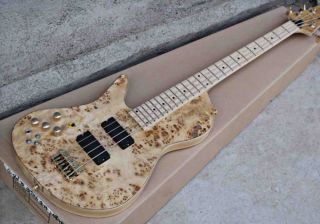 Left-hand ASH Electric Bass Guitar with Golden Hardwares 4 Strings Neck-Thru-Body Maple Fretboard