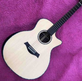 Matte 41 Inch Arm Rest Abalone Ebony Fingerboard Solid Spruce Electric Acoustic Guitar