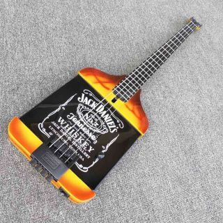 Custom Shop 4 Strings Jack Electric Guitar Ebony Fretboard Bottle Body Electric Bass Guitar in Black Hardware