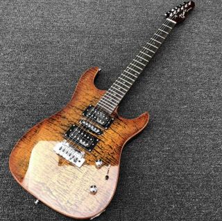 Custom Electric Guitar Tiger Maple Veneer Smoked Paint Korean Paint Small Double Rocking Bridge