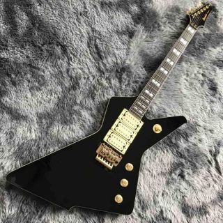 Custom High Gloss Black Iban Style Destroyer Duplex Flord Rose Tremolo System Electric Guitar