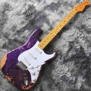 Custom Aged Strat Electric Guitar in Purple