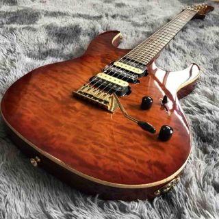 Grand Custom Classic Trans Red Electric Guitar