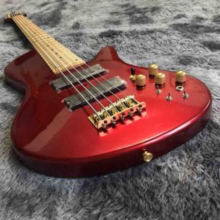 GRAND Butterfly Electric Guitar Custom Shop 5 Strings Red Electric Bass Custom Neck through body 9V active pickups Electric Bass