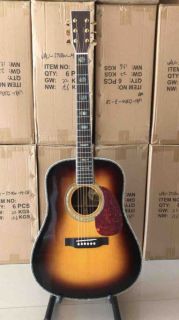 Custom D-45AS All Solid Wood One Piece Mahogany Neck Acoustic Electric Guitar in Sunburst