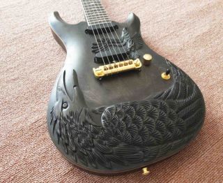 Custom Electric Hand-Carved Birds Crow Eagle Electric Guitar