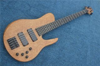 Custom 5 Strings Neck Through Ash Body Burl 3 Piece Neck Electric Bass Guitar in Natural Wood