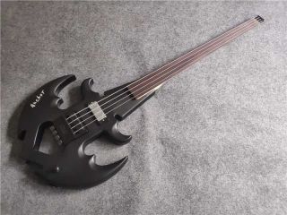 Custom Grand Anchor 4 String Bass Guitar in Matt Black Fretless Bass