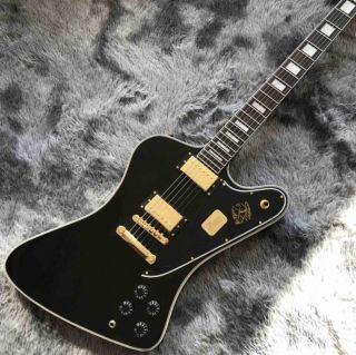Custom Grand Electric Guitar in Black with Gold Hardware